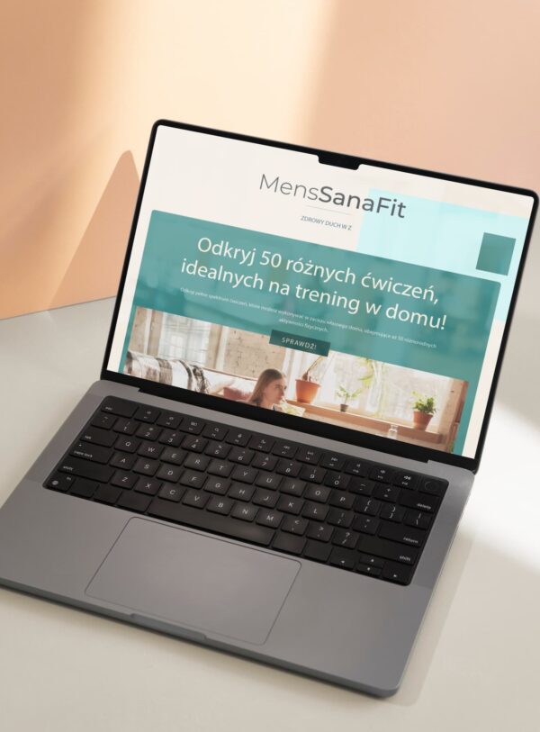 Obrazek laptopa prezentującego Landing Page dedykowany profesjonalnym stronom internetowym i sprzedaży.